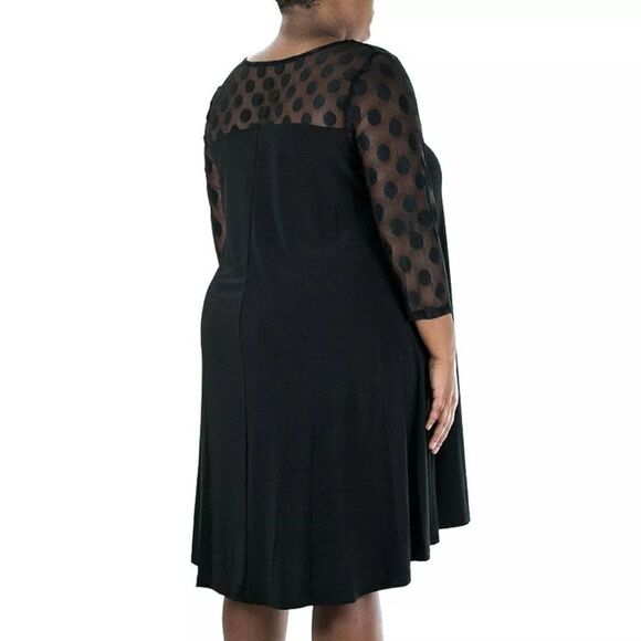 NWT Nina Leonard Dot-Mesh Yoke Swing Dress - Picture 2 of 6